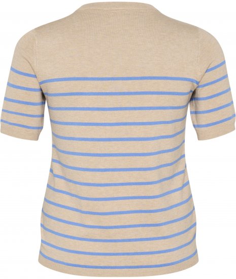 Kaffe Curve Lizzy Gestreepte trui Beige/Blauw - Bedrukte T-shirts voor dames - 