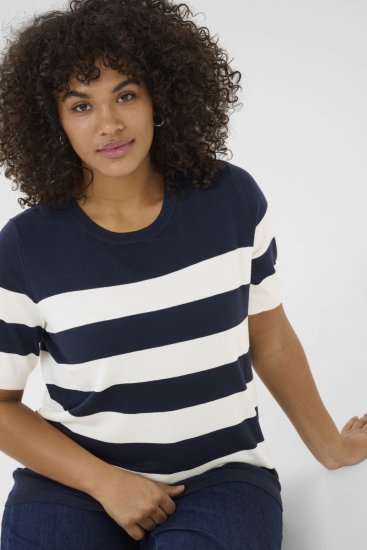 Kaffe Curve Lizzy streepd Trui Midnight/Chalk streep - T-shirts - 