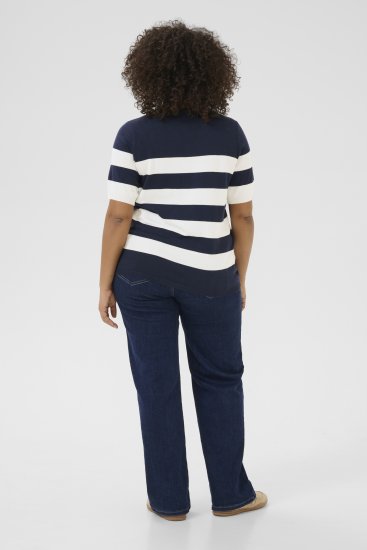 Kaffe Curve Lizzy streepd Trui Midnight/Chalk streep - T-shirts - 