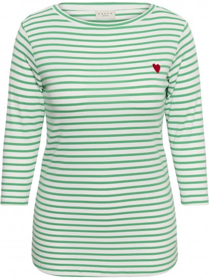 Kaffe Curve Lia Boatneck 3/4 T-Shirt Chalk/Bright Green - Shirts & tops - 