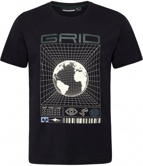 North Latitude 53333 Grid Printed T-Shirt Black - T-shirts - Grote Maten T-shirts Heren