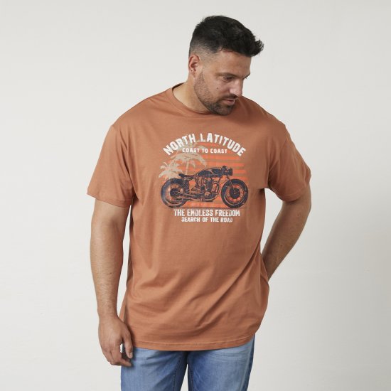 North Latitude 61118 T-Shirt Met Print Amberlight - T-shirts - Grote Maten T-shirts Heren