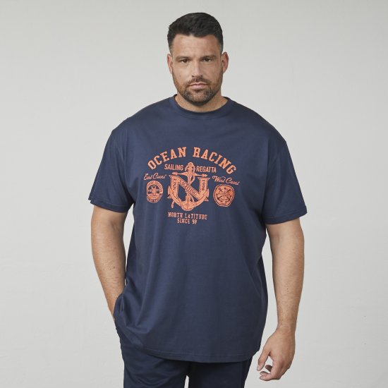 North Latitude 61121 T-Shirt Met Print Marineblauw - T-shirts - Grote Maten T-shirts Heren