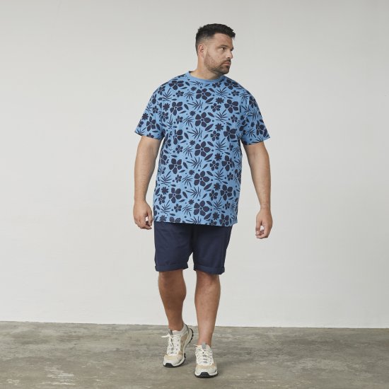 North Latitude 61123 All-Over Print T-Shirt Middenblauw - T-shirts - Grote Maten T-shirts Heren