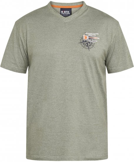 North Latitude 61124 Gestreept T-Shirt Olijfgroen - T-shirts - Grote Maten T-shirts Heren