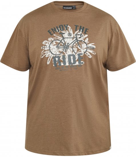 North Latitude 61315 T-Shirt Met Print Camel - T-shirts - Grote Maten T-shirts Heren