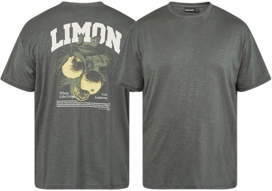 North Latitude 61317 T-Shirt Slub Met Rugprint Donker Stofgroen - T-shirts - Grote Maten T-shirts Heren