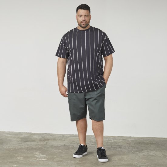 North Latitude 61319 Gestreept T-Shirt Zwart - T-shirts - Grote Maten T-shirts Heren