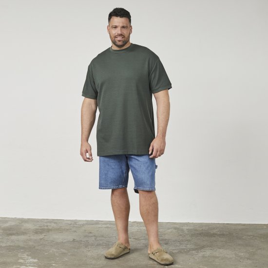 North Latitude 61324 T-Shirt Met Structuur Donker Stofgroen - T-shirts - Grote Maten T-shirts Heren