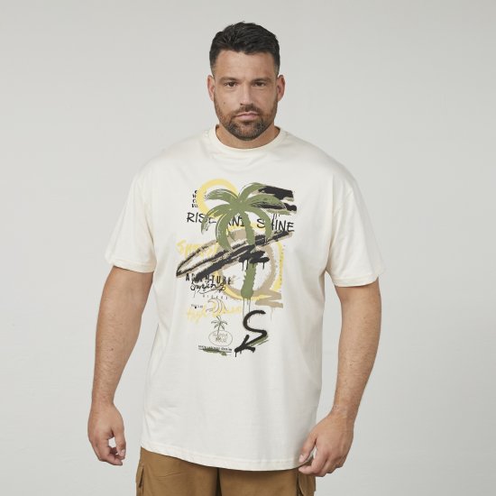 North Latitude 61360 Palm Printed T-Shirt Off White - T-shirts met opdruk - T-shirts met opdruk grote maten