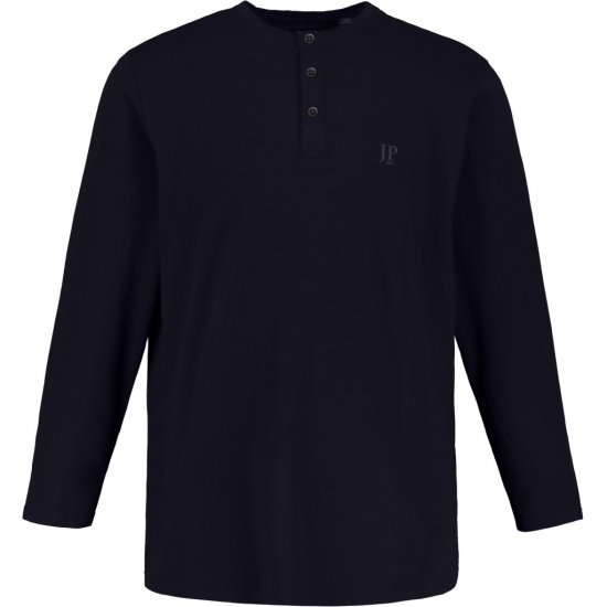 JP1880 Henley T-Shirt Long Sleeve Dark Navy TALL - HERENKLEDING MT-6XLT - Tall Kleding Heren