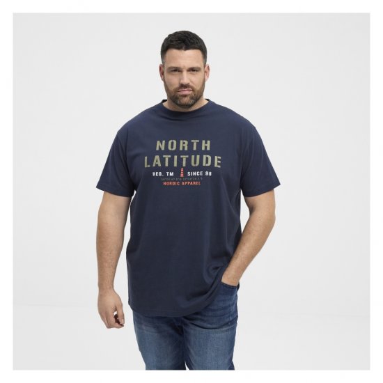 North Latitude Logo T-Shirt Navy - T-shirts - Grote Maten T-shirts Heren
