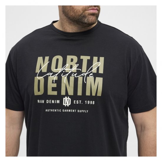 North Latitude Denim Printed Logo T-Shirt Black - T-shirts - Grote Maten T-shirts Heren