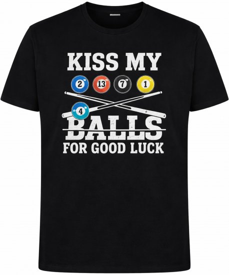 Espionage T436 Good Luck Kiss Printed T-Shirt Black - T-shirts - Grote Maten T-shirts Heren