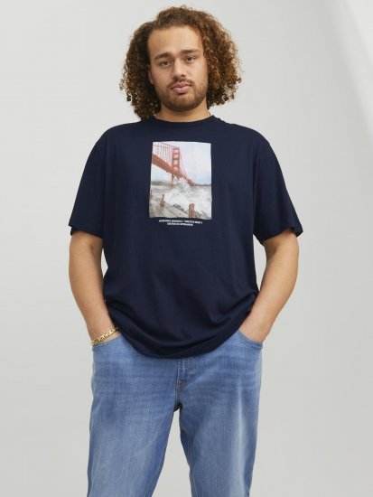 Jack & Jones Copenhagen Photo T-Shirt Navy - T-shirts - Grote Maten T-shirts Heren