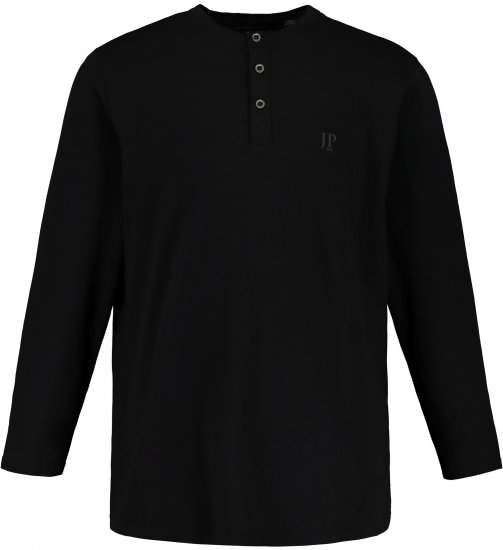 JP1880 Henley T-Shirt Long Sleeve Black TALL - HERENKLEDING MT-6XLT - Tall Kleding Heren