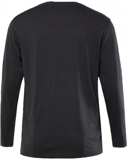 JP1880 T-Shirt Henley Long Sleeve Black TALL - HERENKLEDING MT-6XLT - Tall Kleding Heren