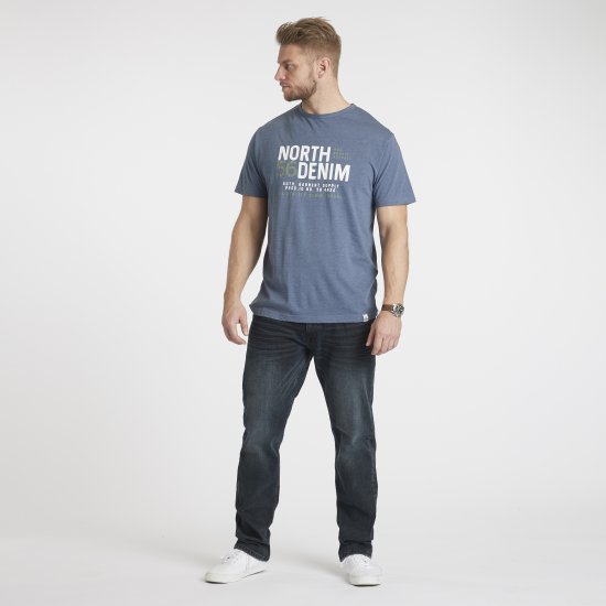 North Latitude Denim Printed T-Shirt Blue Melange TALL - TALL T-shirts - TALL T-Shirts Heren