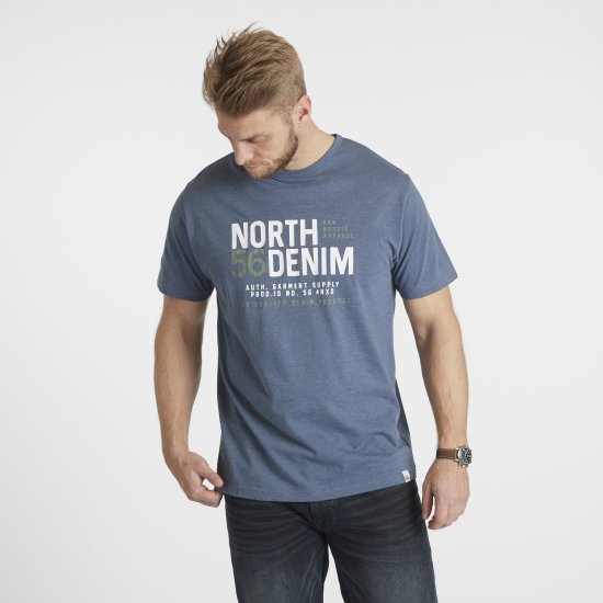 North Latitude Denim Printed T-Shirt Blue Melange TALL - TALL T-shirts - TALL T-Shirts Heren