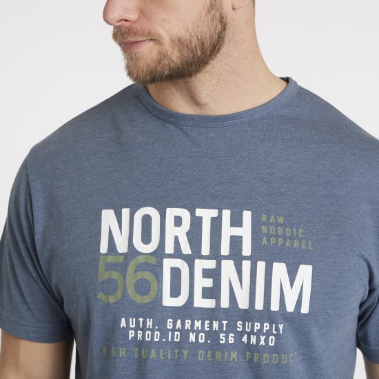 North Latitude Denim Printed T-Shirt Blue Melange TALL - TALL T-shirts - TALL T-Shirts Heren