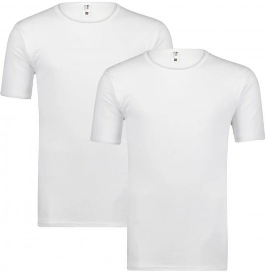 Adamo Royal Fine Ribbed Under-T-shirt 2-Pack White - Ondergoed & zwem - Grote Maten Ondergoed Heren