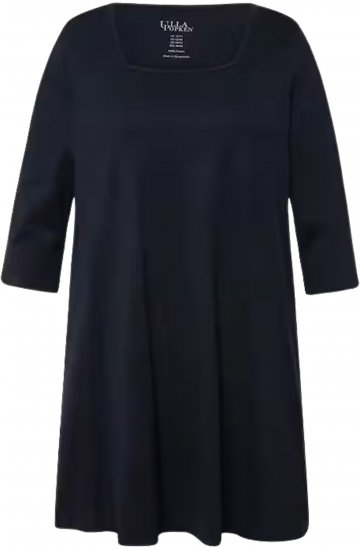 Ulla Popken Square Neckline Knit Swing A-line Pocket Tunic Navy Blue - T-shirts - 