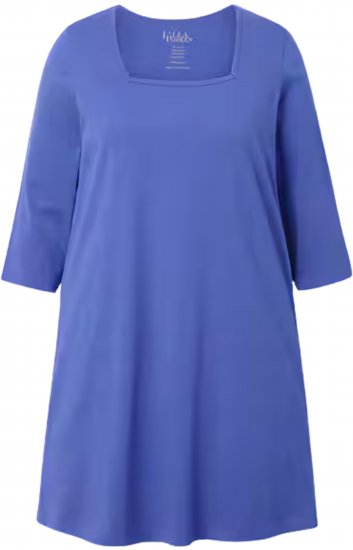 Ulla Popken Square Neckline Knit Swing A-line Pocket Tunic Blue Purple - T-shirts - 