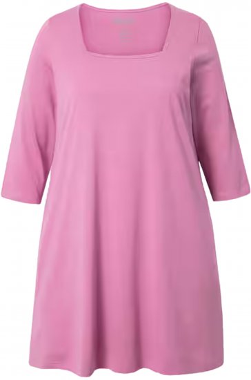 Ulla Popken Square Neckline Knit Swing A-line Pocket Tunic Mauve - T-shirts - 