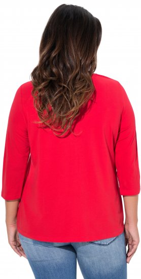 Ulla Popken Floral Graphic V-Neck Tee Lychee - Bedrukte T-shirts voor dames - 