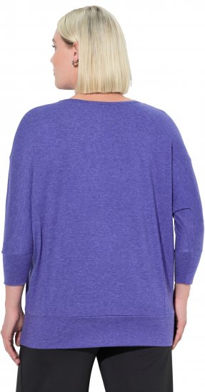 Ulla Popken Quick Drying Batwing Sleeve Tee Blueberry - Bedrukte T-shirts voor dames - 