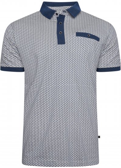 Kam Jeans 5528 AOP Print with Jacquard Collar/Cuffs Polo Navy - Polo shirts - Grote Maten Poloshirts Heren