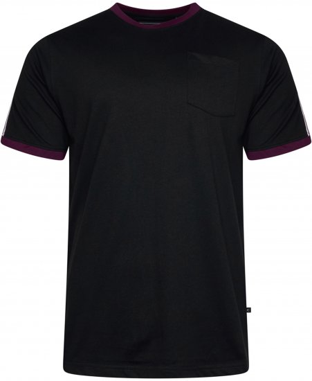 Kam Jeans 5781 Ringer Tee with Shoulder Tape Black - T-shirts - Grote Maten T-shirts Heren