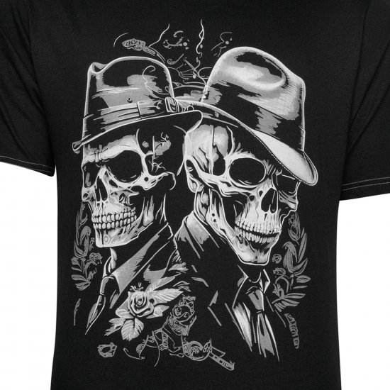 Kam Jeans 5796 Twin Gentleman Skull Print Tee Black - T-shirts - Grote Maten T-shirts Heren