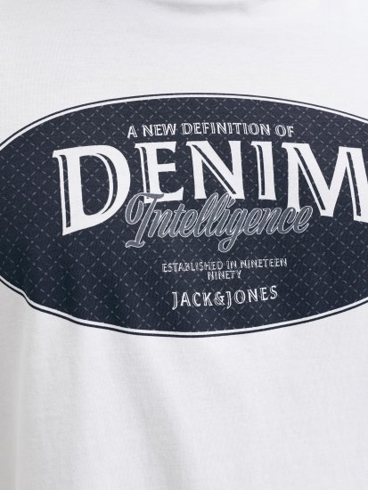 Jack & Jones Dover Denim O-Neck T-Shirt White - T-shirts - Grote Maten T-shirts Heren