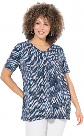 Ulla Popken So Many Dots Tee Navy Blue - Bedrukte T-shirts voor dames - 