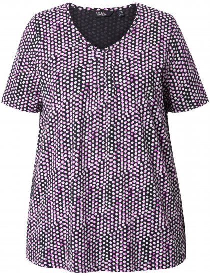 Ulla Popken So Many Dots Tee Light Heather - Bedrukte T-shirts voor dames - 