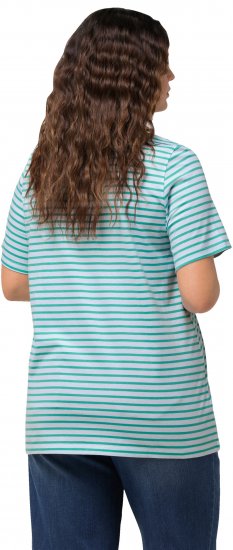 Ulla Popken Palm Tree Embroidered Tee Turquoise Green - Bedrukte T-shirts voor dames - 