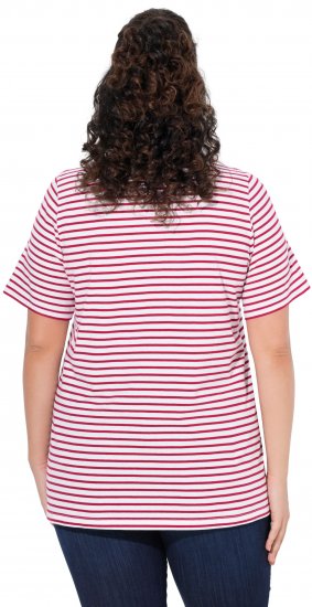 Ulla Popken Palm Tree Embroidered Tee Dark Raspberry - Bedrukte T-shirts voor dames - 