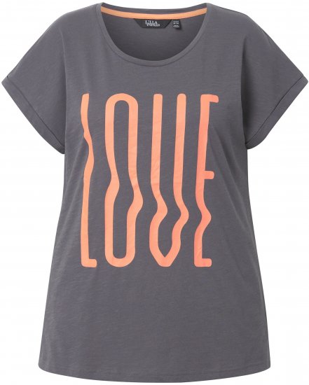 Ulla Popken LOVE Short Sleeve Graphic Tee Graphite Grey - Bedrukte T-shirts voor dames - 