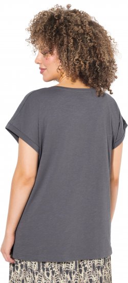 Ulla Popken LOVE Short Sleeve Graphic Tee Graphite Grey - Bedrukte T-shirts voor dames - 
