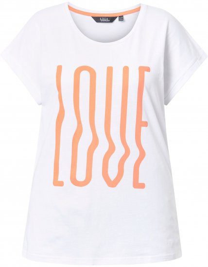 Ulla Popken LOVE Short Sleeve Graphic Tee Snow White - Bedrukte T-shirts voor dames - 