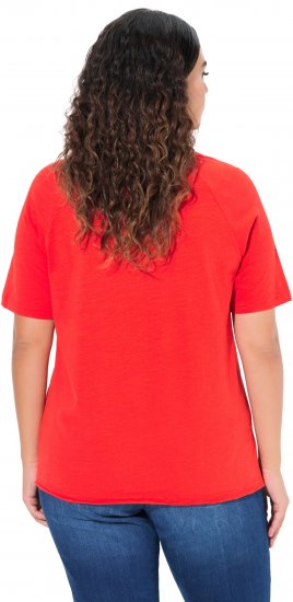 Ulla Popken TRUE Lettering Short Sleeve Tee Neon Red - Bedrukte T-shirts voor dames - 