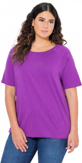 Ulla Popken TRUE Lettering Short Sleeve Tee Purple - Bedrukte T-shirts voor dames - 