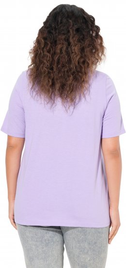 Ulla Popken Metallic Feather Short Sleeve Graphic Tee Lavender - Bedrukte T-shirts voor dames - 