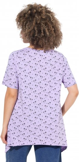 Ulla Popken Palm Tree Print Pointed Hem Tee Lavender - Bedrukte T-shirts voor dames - 