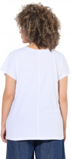 Ulla Popken Cross Stitch Short Sleeve Tee Snow White - Bedrukte T-shirts voor dames - 