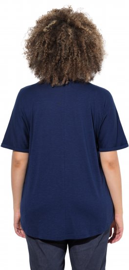 Ulla Popken Marine Print Short Sleeve Tee Ink Blue - Bedrukte T-shirts voor dames - 