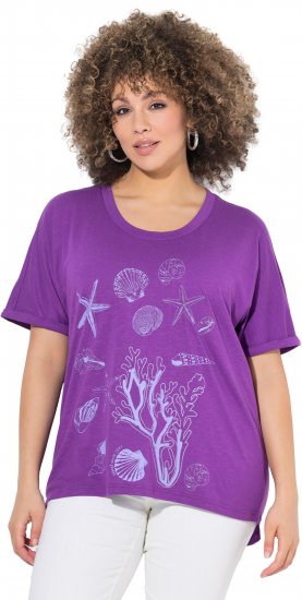 Ulla Popken Marine Print Short Sleeve Tee Purple - Bedrukte T-shirts voor dames - 