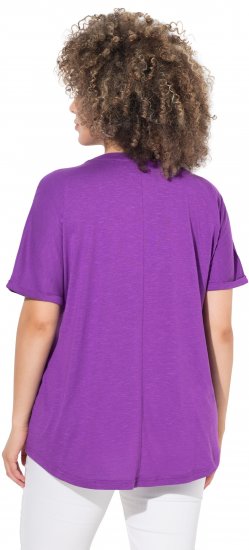Ulla Popken Marine Print Short Sleeve Tee Purple - Bedrukte T-shirts voor dames - 