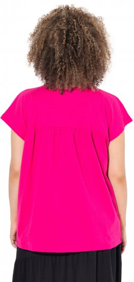 Ulla Popken Free Spirit Butterfly Cap Sleeve Graphic Tee Magenta Pink - Bedrukte T-shirts voor dames - 